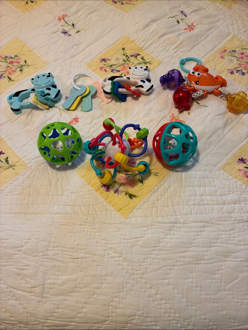 Colorful Baby Toy Set for Sensory Play - Green, Teal, Red, Orange, Purple